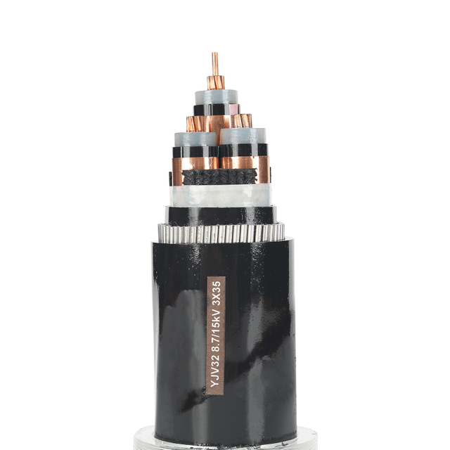三芯XLPE绝缘电源电缆带有钢丝装甲的中型电压应用